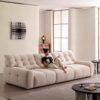 Soft Fabric Couch Button-tufted couch Cloud cream style sofa new light luxury fabric chenille living room straight sofa with throw pillow