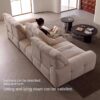 Soft Fabric Couch Button-tufted couch Cloud cream style sofa new light luxury fabric chenille living room straight sofa with throw pillow - Image 2
