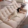 Soft Fabric Couch Button-tufted couch Cloud cream style sofa new light luxury fabric chenille living room straight sofa with throw pillow - Image 3