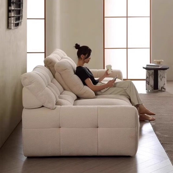 Soft Fabric Couch Button-tufted couch Cloud cream style sofa new light luxury fabric chenille living room straight sofa with throw pillow - Image 5