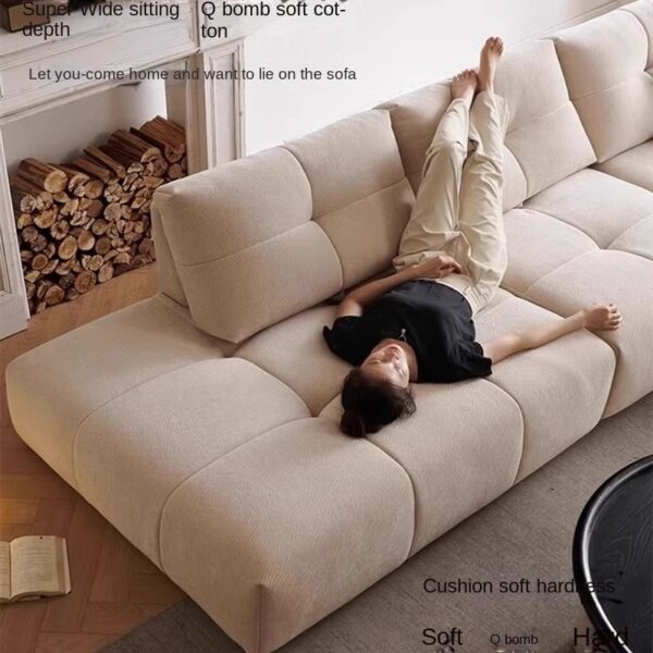 Sofa living room L-shaped corner tofu block cream wind snow neil velvet - Image 2