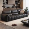 Italian minimalist Geniue leather sofa family room new modern piano key straight design row sofa