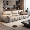 Italian minimalist Geniue leather sofa family room new modern piano key straight design row sofa - Image 2
