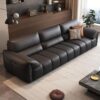Italian minimalist Geniue leather sofa family room new modern piano key straight design row sofa - Image 3
