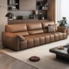 Italian minimalist Geniue leather sofa family room new modern piano key straight design row sofa - Image 4