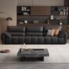 Italian minimalist Geniue leather sofa family room new modern piano key straight design row sofa - Image 5