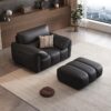 Italian minimalist Geniue leather sofa family room new modern piano key straight design row sofa - Image 6