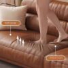 Sofa geniue leather first layer of cowhide antique style straight caramel color leather couch - Image 3