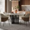 Luxury white platinum diamond natural marble dining table and chair set villa club light luxury large round table imported high grade dinner table - Image 4