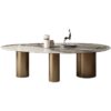 Oval table Stainless steel copper brushed pedestal sinter stone slab - Image 5