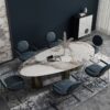 Oval table Stainless steel copper brushed pedestal sinter stone slab - Image 7