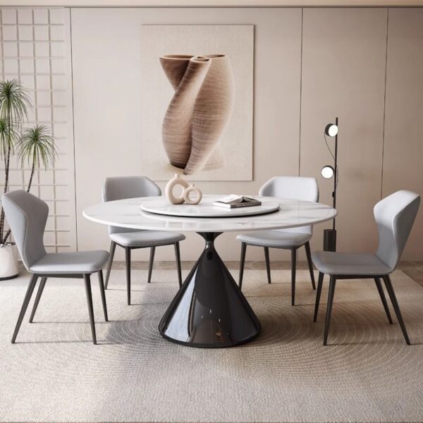 Sniter stone slab dining table round modern simplicity luxury home size apartment round dining rotating lazy susan table - Image 4