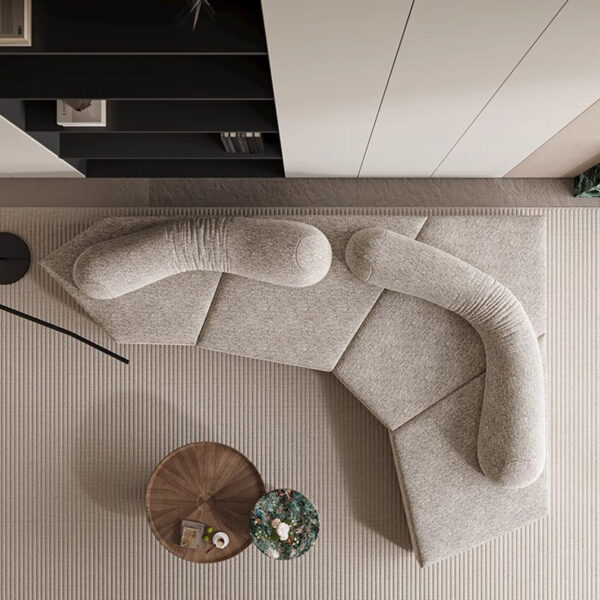 Modular Sectional Sofa Shaped Sofa Couch For Villa High Quality Chenille - Image 2