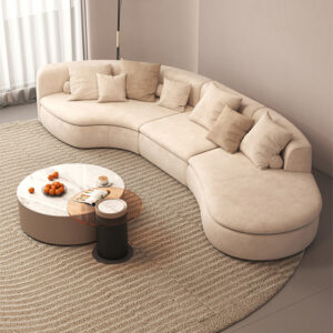 Double Swede Velvet Modern Curved Sofa Comfy Couch Modular Sofa for Living Room Apartment Home Office Villa Hotel Lobby