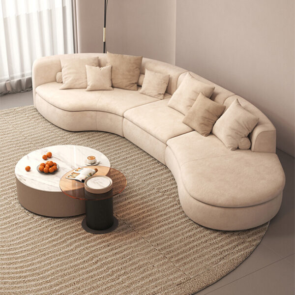 Double Swede Velvet Modern Curved Sofa Comfy Couch Modular Sofa for Living Room Apartment Home Office Villa Hotel Lobby