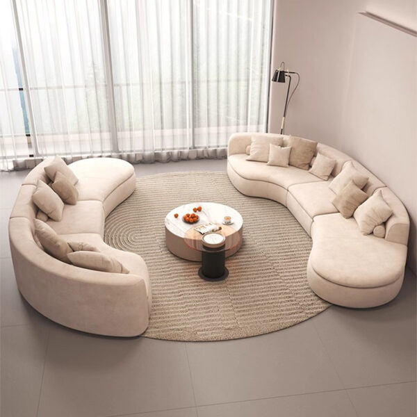 Double Swede Velvet Modern Curved Sofa Comfy Couch Modular Sofa for Living Room Apartment Home Office Villa Hotel Lobby - Image 2