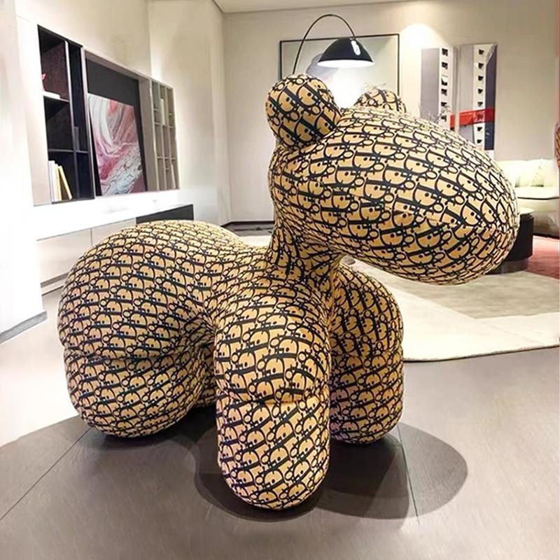 Kids & Adults Lounge Stool, Doggy-Style Fleece Cartoon Shoe-Changing Bench - Image 4